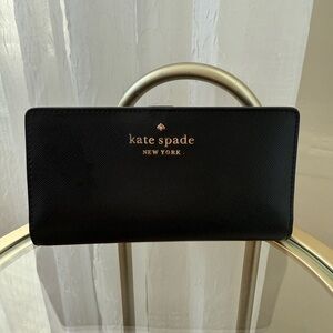 Kate Spade black Large Slim Bifold Wallet Leather Wallet